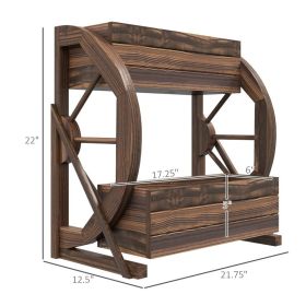 Outsunny Wooden Wagon Planter Box, 2-Tier Raised Garden Bed, For Vegetables Flowers Herbs, (Option: Carbonized)