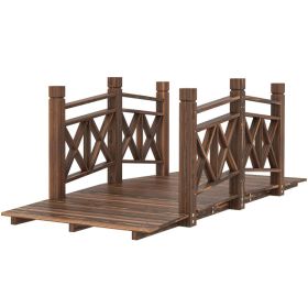 5 ft. Wooden Garden Bridge Footbridge for Backyard Ponds, Creeks, Streams, Carbonized (Option: Carbonized-820x730x170 mm)